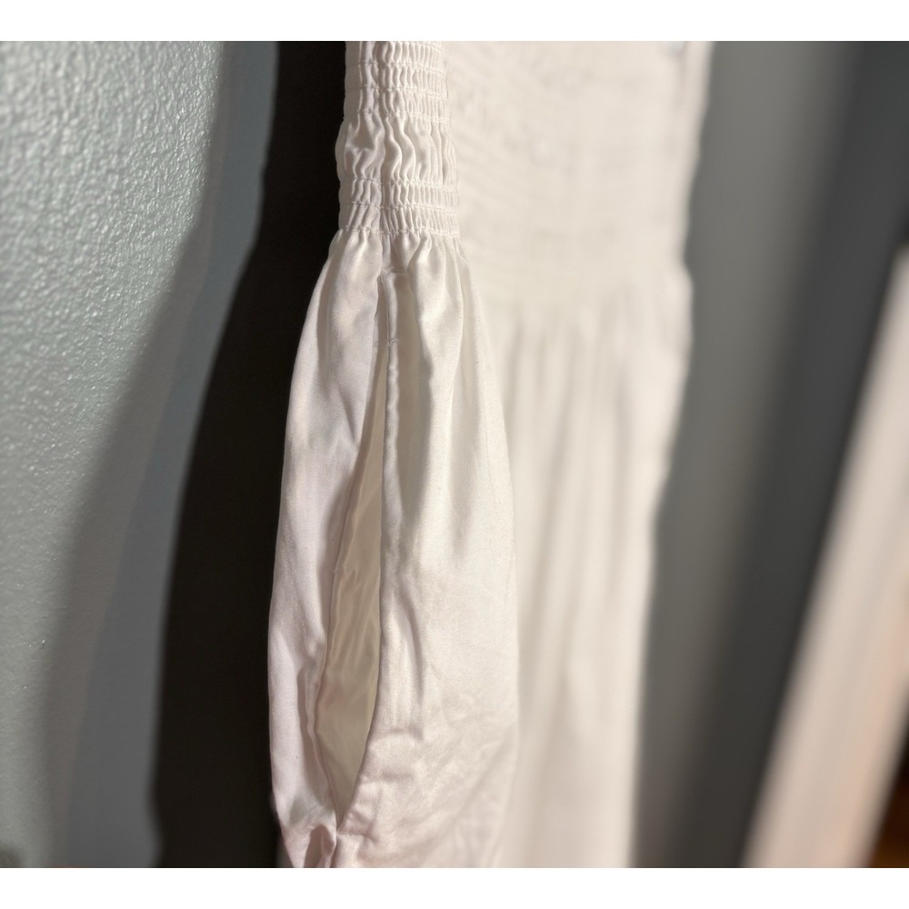 Madewell Maxi Skirt Womens Small Cottage Boho Smocked Waist Pockets Cotton White - Picture 4 of 9